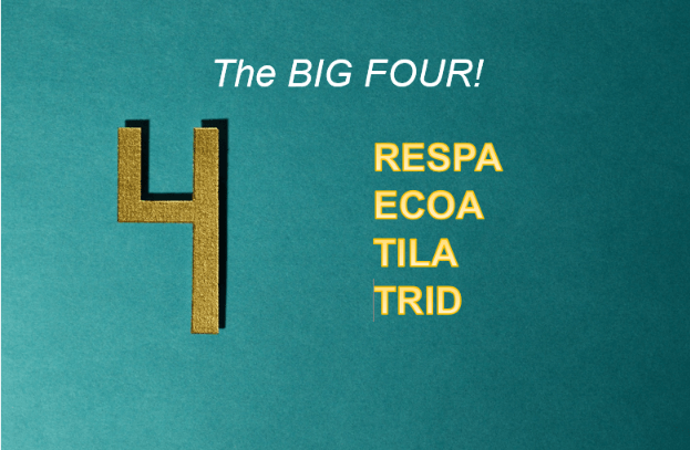 “The Big Four” bundle, consisting of four Federal Mortgage Related Law videos: RESPA, ECOA, TILA, and TRID